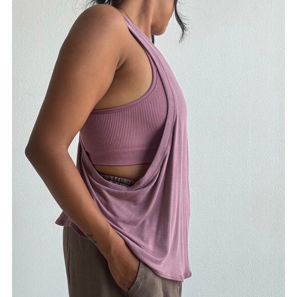 NWOT Free People Movement Mauve Ribbed Crop Tank Top Size XS/S - Picture 1 of 8